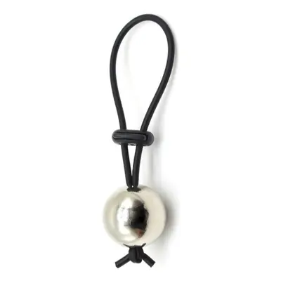 Inel Penis Pearl cu Bila Metalica, Silicon Premium, Negru, Guilty Toys, Mighty Warrior