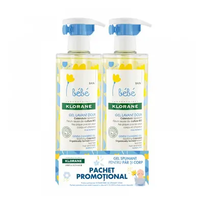 Klorane Bebe Pachet Promotional Gel Spumant pentru par si corp 2 x 500 ml