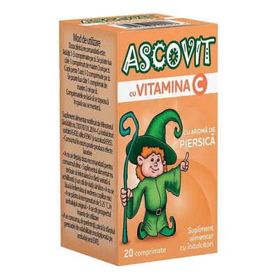 Ascovit cu Vitamina C piersica 20 comprimate