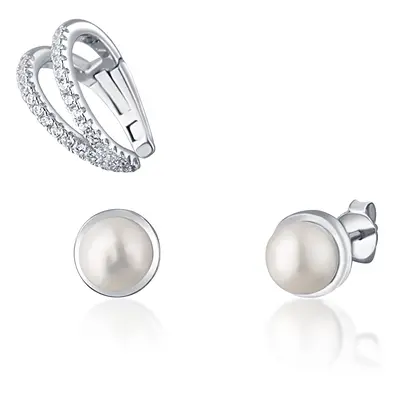 JwL Luxury Pearls Set modern de cercei placați cu aur (1x cercel, 2x cercei de piatră) JL0808