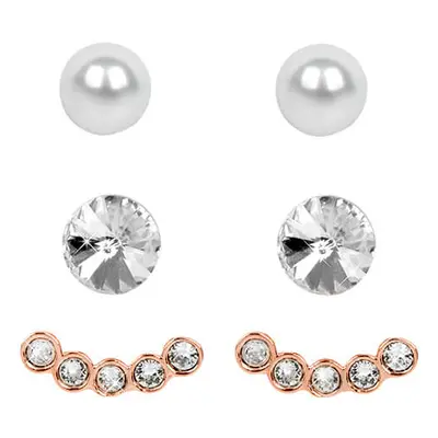 Levien Set Cercei Ear Cuff in Rose Gold Crystal White