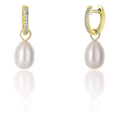 JwL Luxury Pearls Cercei rotunzi placati cu aur de ducesăKate cu perle reale și zirconii 3in1 JL