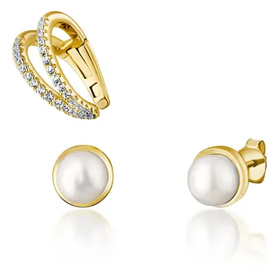 JwL Luxury Pearls Set modern de cercei placați cu aur (1x cercel, 2x cercei CLASICI) JL0807