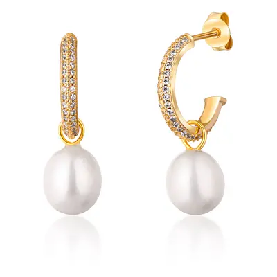 JwL Luxury Pearls Cercei minunați placați cu aur cu perle albe adevărate 2v1 JL0771