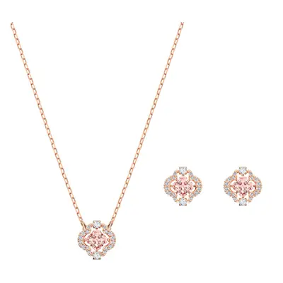 Swarovski Set de bijuterii placat cu aur roz cu cristale Sparkling Dance (colier, cercei)