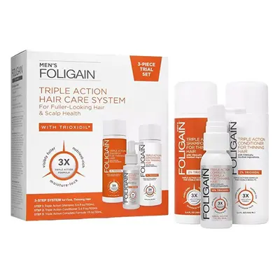 Foligain Set de călătorie de produse pentru căderea părului pentru bărbați Triple Action