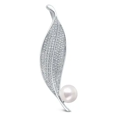 JwL Luxury Pearls Broșă de perle strălucitoare frunza JL0701