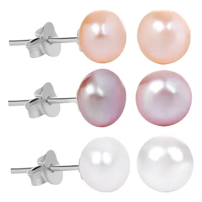 JwL Luxury Pearls Set avantajos de perechi de cercei cu perle - alb, somon, violet JL0426