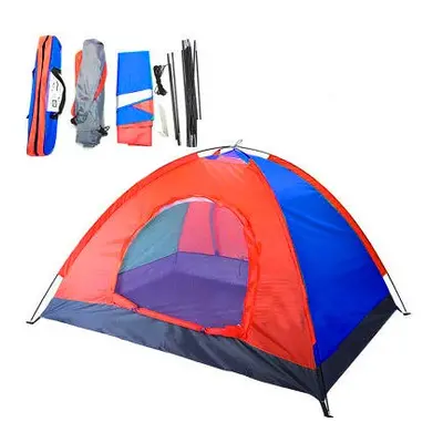 Cort camping 2-6 persoane cu plasa pentru insecte rosu/albastru