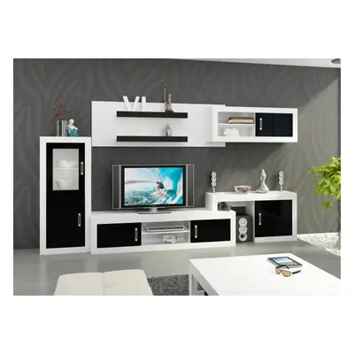 Verin Set 5 (Mobila Sufragerie De Perete) White/Black High Gloss