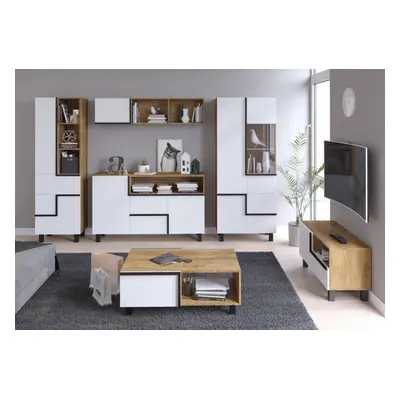 Mobila Sufragerie Lars Set 4 Oak Burgun/White