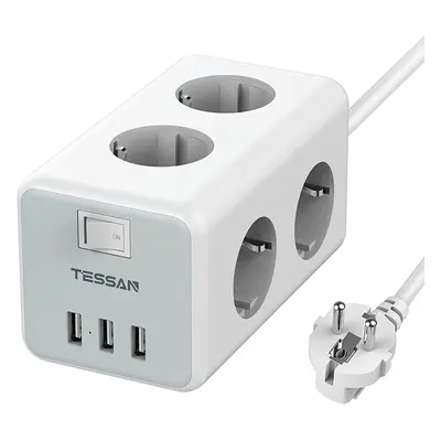 prelungitor tip cub tessan ts-306, 6 prize, 3 usb 3a, cablu 2m