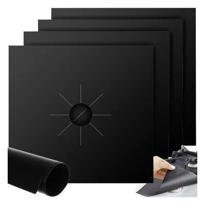 Set 4 bucati folie din teflon pentru aragaz sau plita, reutilizabile, 27 x 27 cm, negru. Ruhy 19