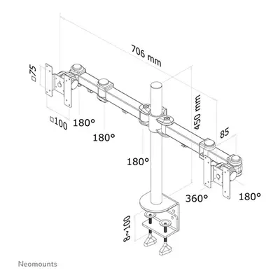 NM Screen TV Desk Clamp Full Mot 10"-27"