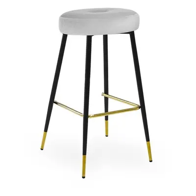 Scaun de bar Circo gri picioare negru/gold - H68 cm