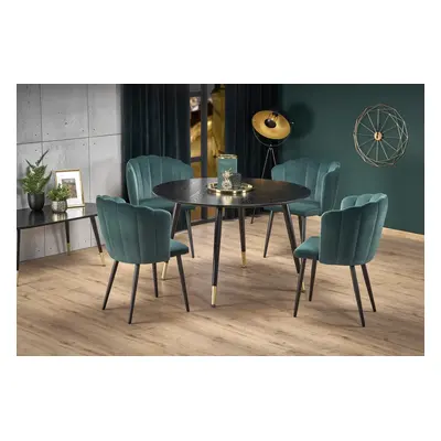 Set masa rotunda Embos ø120 cm + 4 scaune K386 velvet verde