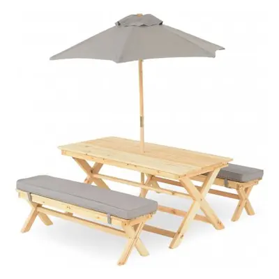 Set mobilier KIDS PICNIC pentru terasa/gradina 2 banchete, masa si umbrela