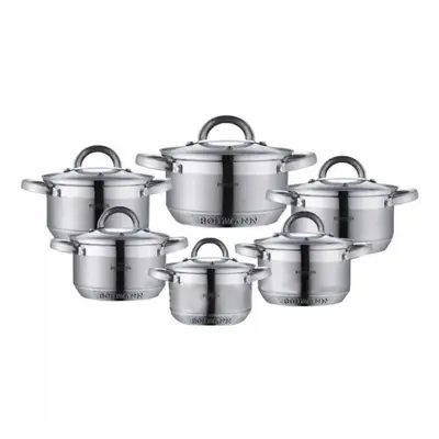 Set oale inox, 12 piese, Bohmann BH0717, Capacitate 2.1L,2.9L,2.9L,3.9L,3.9L,6.5L