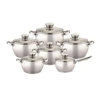 Set oale bombate inox, 12 piese, Bohmann BH70512, Capacitate 2.1L, 2.1L, 2.9L, 3.9L, 5.1L, 6.6L