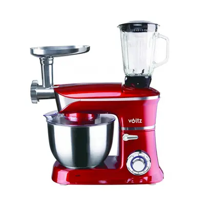 Mixer cu bol, blender, tocator Voltz V51115BS, 1900W, 6 viteze, Bol inox 6.5L, Tel Carlig Paleta