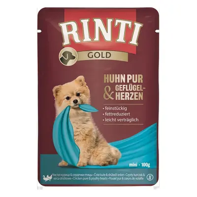 RINTI Chicken Pure&Poultry hearts Mini pliculet mancare caini 100 g pui si inimi pasare