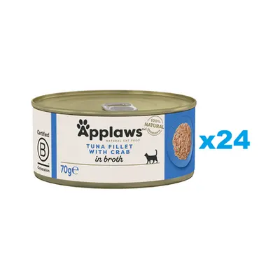 APPLAWS Cat Adult Tuna with Crab in Broth Mancare pisici, cu ton si crab in sos 24x70 g