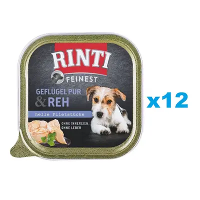 RINTI Feinest Poultry Pure&Deer pasare si cerb 12x150 g mancare pentru caini