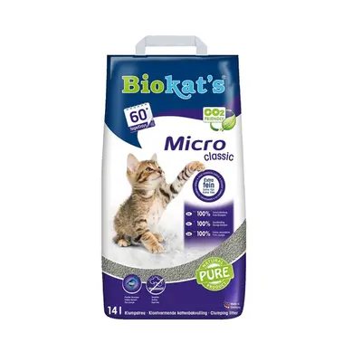 BIOKAT'S Micro Classic 14 L nisip fin pentru pisici, din bentonita