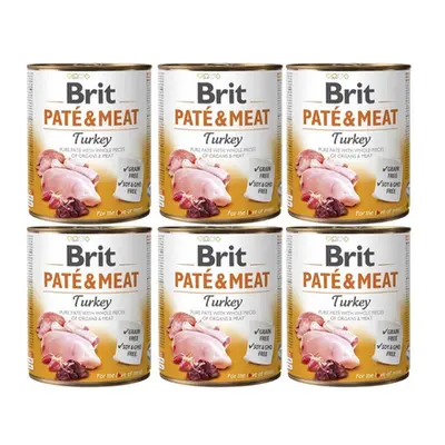 BRIT Pate&Meat turkey 6 x 800 g Conserva pateu pentru caini, cu curcan