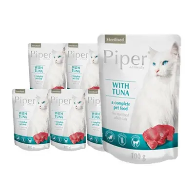 DOLINA NOTECI PIPER Animals Sterilised Mancare umeda pentru pisici sterilizate, cu ton 10x100 g