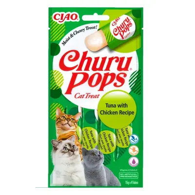 INABA Churu Pops Tuna & Chicken 4x15g snack lichid pentru pisici cu ton si pui