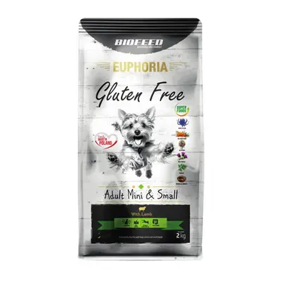 BIOFEED EUPHORIA Gluten Free Mancare caini talie mica si mini, cu miel, fara gluten 12 kg