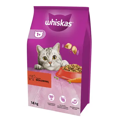 WHISKAS Adult 14 kg - hrana uscata pentru pisici adulte carne de vita delicioasa