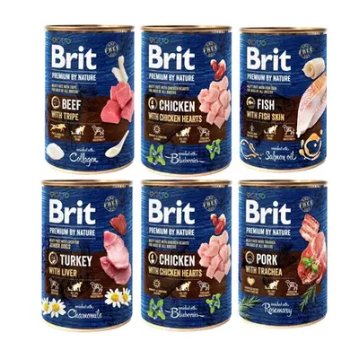 BRIT Premium by Nature Mix arome 6x400 g mancare naturala pentru caini