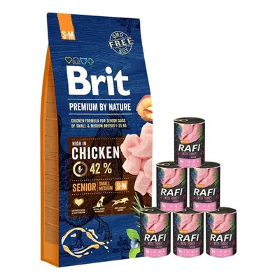 BRIT Premium By Nature Senior Small Medium S+M 15 kg + curcan 6x400 g hrana caini