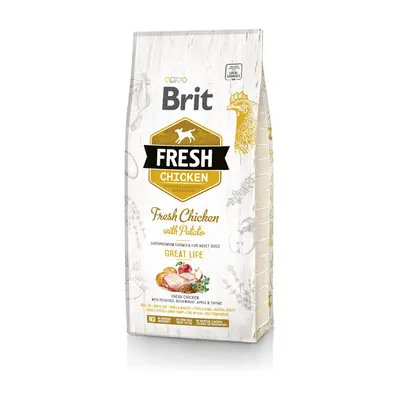 BRIT Fresh Adult Great Life hrana uscata caini adulti, pui si cartofi 24 kg (2 x 12 kg)