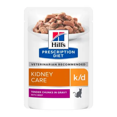 HILL'S Prescription Diet Feline k/d Plicuri hrana umeda pisici cu probleme renale, cu vita 12x85