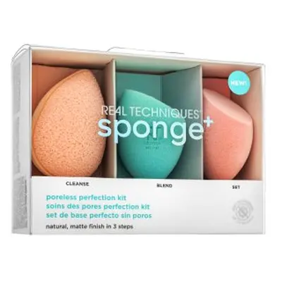 Real Techniques Sponge+ Poreless Perfection Kit 3pcs burete pentru make-up