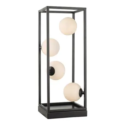 Veioza Ensio 4 Light Table Lamp Matt Black & Opal Glass