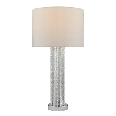 Veioza Lazio Table Lamp Polished Chrome Silver Rod With Faux Silk Shade