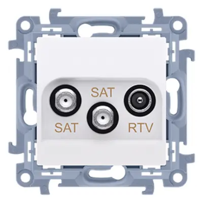 Priza RTV-SAT-SAT, aten. SAT 1-0.5dB,SAT 2-1.5 dB, RTV-0.5 dB, alb