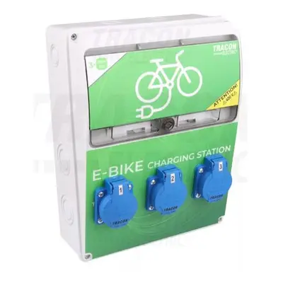 Statie de incarcare pentru biciclete electrice sau trotinete, 3 prize cu protectie