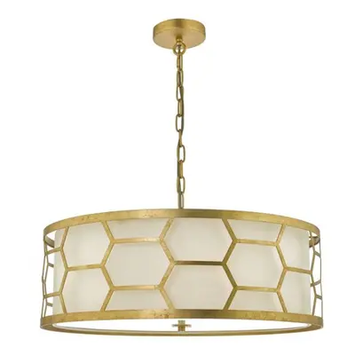 Lampa suspendata Epstein 4 Light Pendant Gold With Ivory Shade & Glass Diffuser