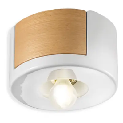 PLAFONIERA CON LEGNO / CEILING LAMP RETRO MATECA FINISH 05 - SMALTO BIANCO C1791