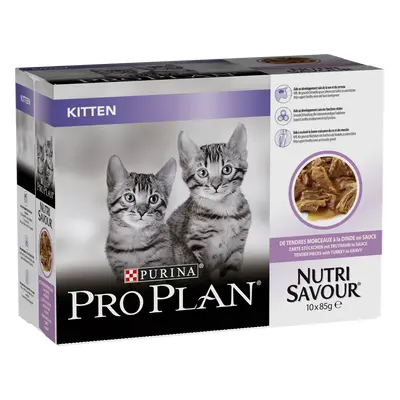 PURINA PRO PLAN KITTEN NUTRISAVOUR, cu Curcan, 10 x 85 g