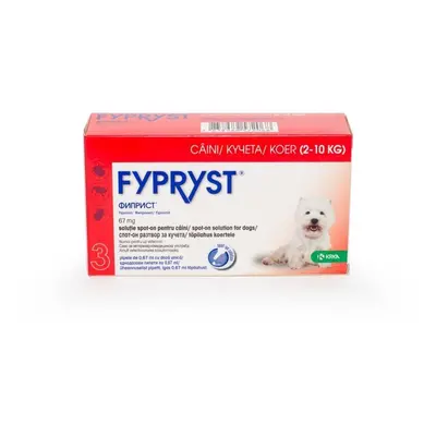 Fypryst Dog S 67mg antiparazitar extern caini talie mica (2 - 10 kg), 3 pipete