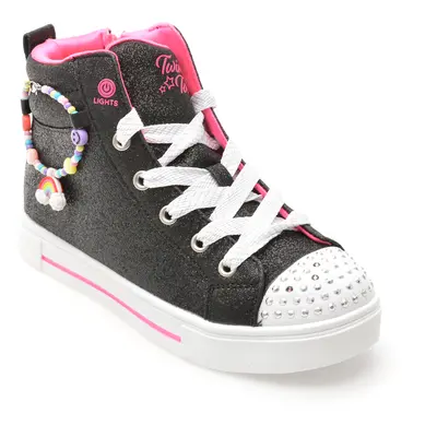 Ghete SKECHERS negre, TWINKLE SPARKS, din piele ecologica