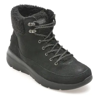 Ghete SKECHERS negre, GLACIAL ULTRA, din piele intoarsa