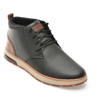 Ghete SKECHERS negre, EVENSTON, din piele naturala