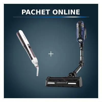 Pachet PROMO Aspirator vertical fara fir Rowenta X-Force Flex 12.60 cu mop Aqua RH98C8WO si Plac